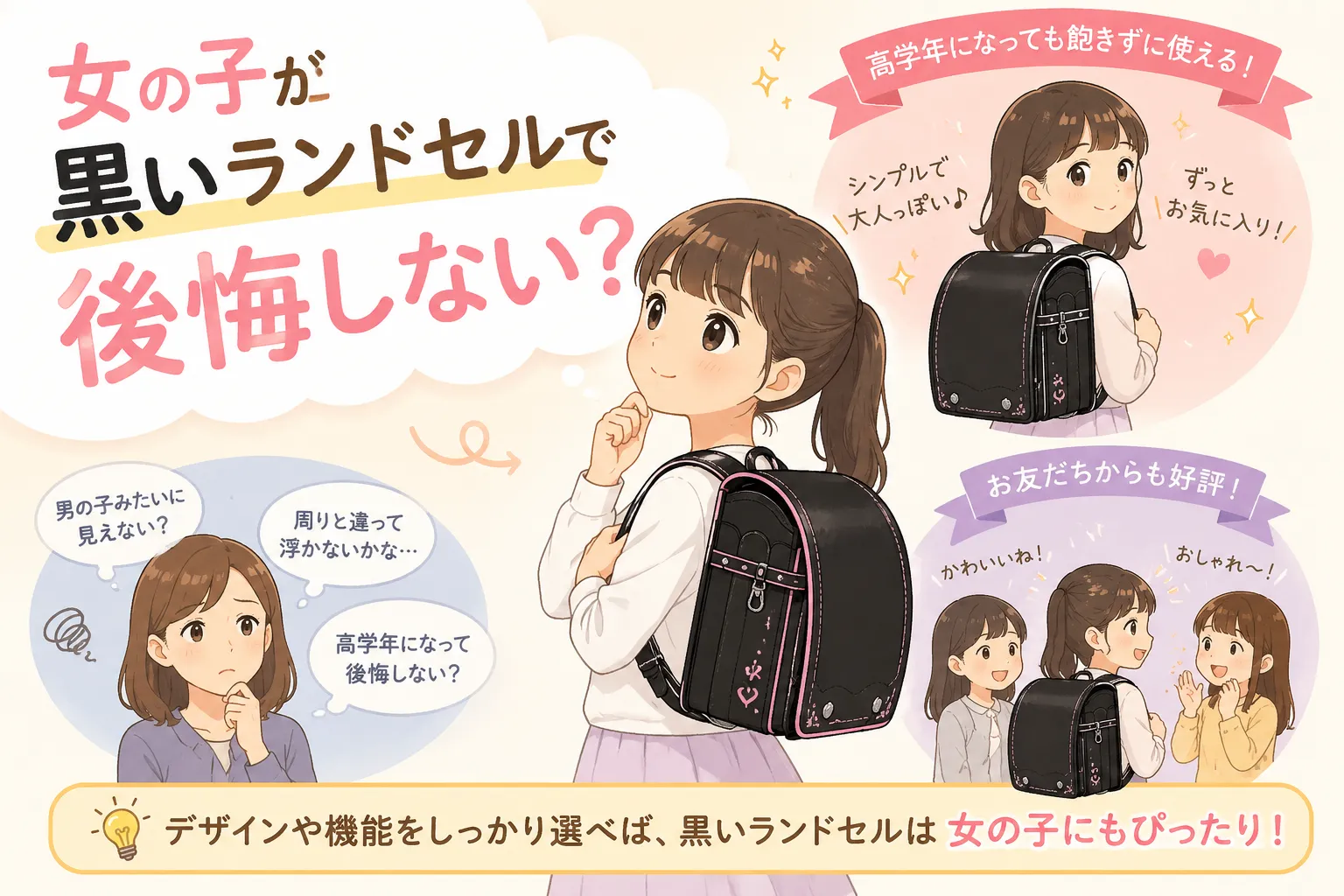 女の子が黒いランドセルで後悔しない?