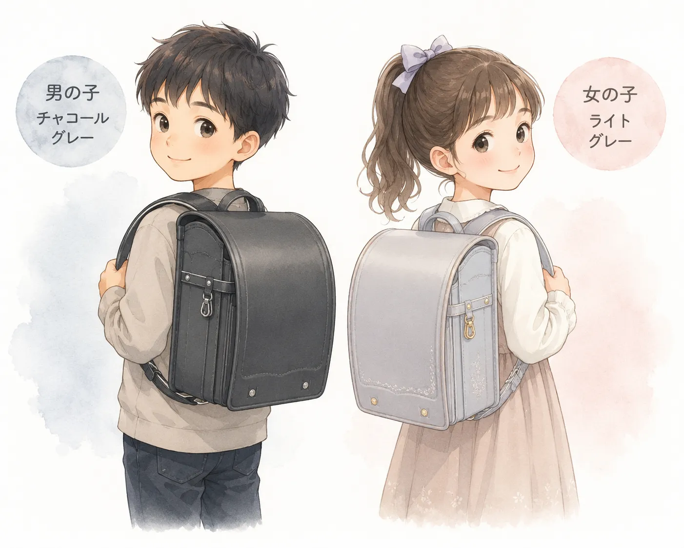 男の子のチャコールグレー、女の子のライトグレー