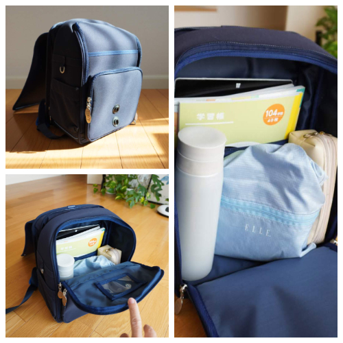 GAPのランドセルに荷物を詰め込んだ状態