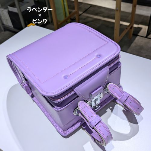 池田屋の防水クラリーノカラーステッチ ラベンダー×ピンク