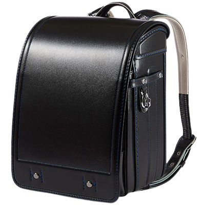 黒川鞄　軽量クラリーノ®Ｆ・キューブ型　黒×ブルー